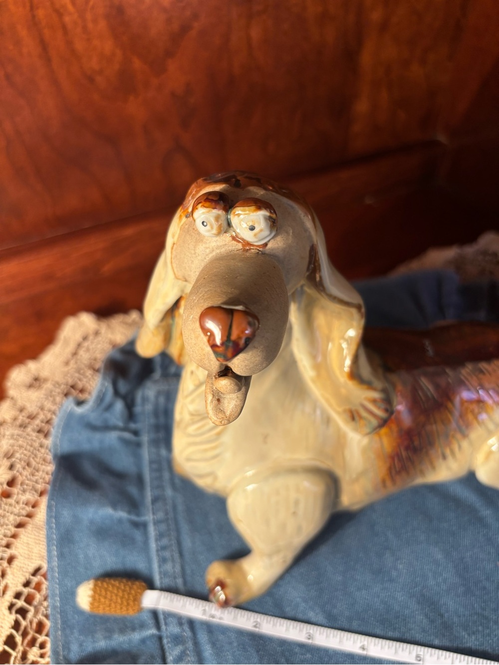 Hand-Painted Ceramic Dog Figurine - Beige Brown